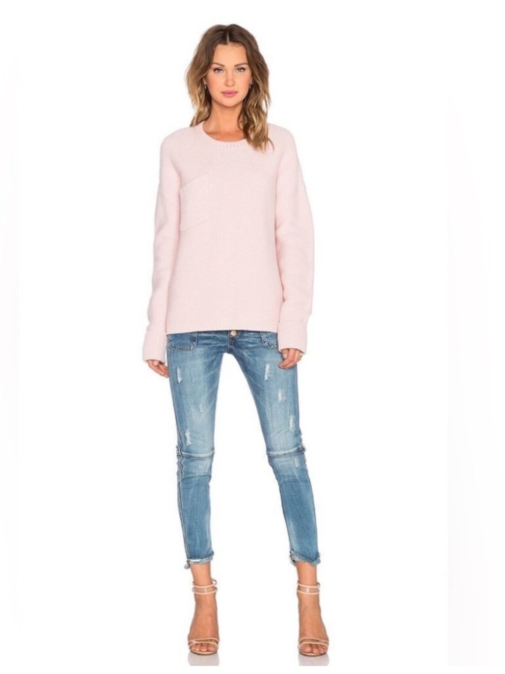 Free People OTS Chunky Knit Sweater Grey XS neutral minimalist cottage coastal - Picture 6 of 14